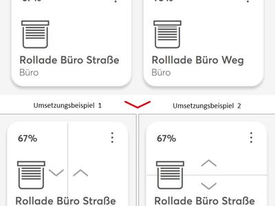 Rollladensteuerung in der App (hoch/runter) direkt auf der Kachel, ohne auf die 3 Punkte klicken zu müssen.